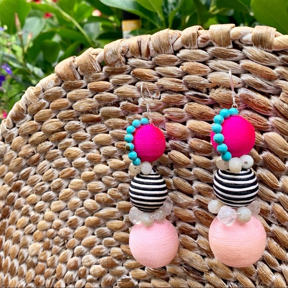 Handmade bright and summery statement earrings - Picture 2 of 6